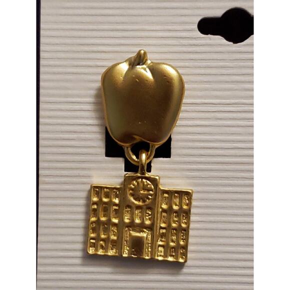 New York Big Apple Grand Central Earrings Pierced, Gold Tone, New On Card - Picture 3 of 7